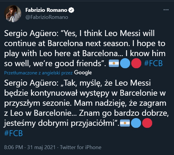 SŁOWA Aguero nt. przyszłości Messiego w Barcelonie!